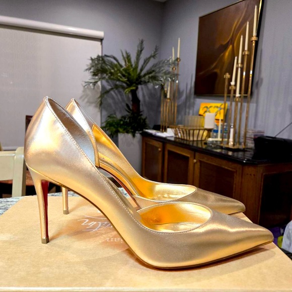 Christian Louboutin Shoes - NEW Christian Louboutin Iriza d’Orsay Pumps in Light Gold Size 38/85mm Heels